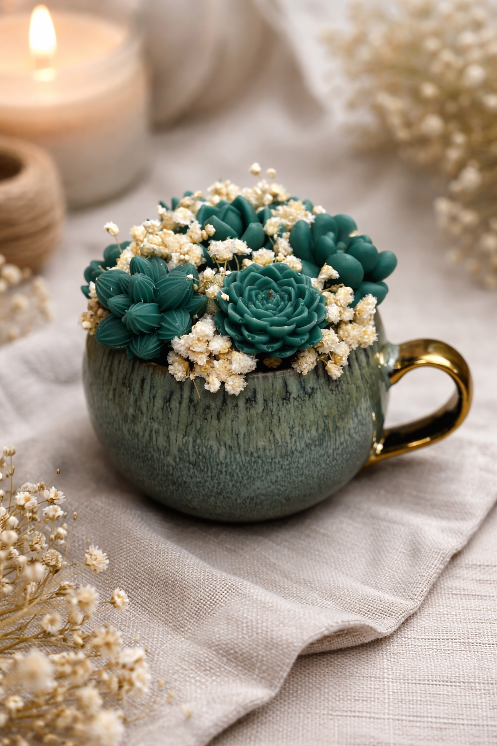 Suculentas Aromáticas em Taça de Cerâmica